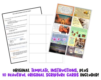 Original Printable 10-Up Business Card Template for Microsoft Word + instructions + 10 original scripture graphics cards!