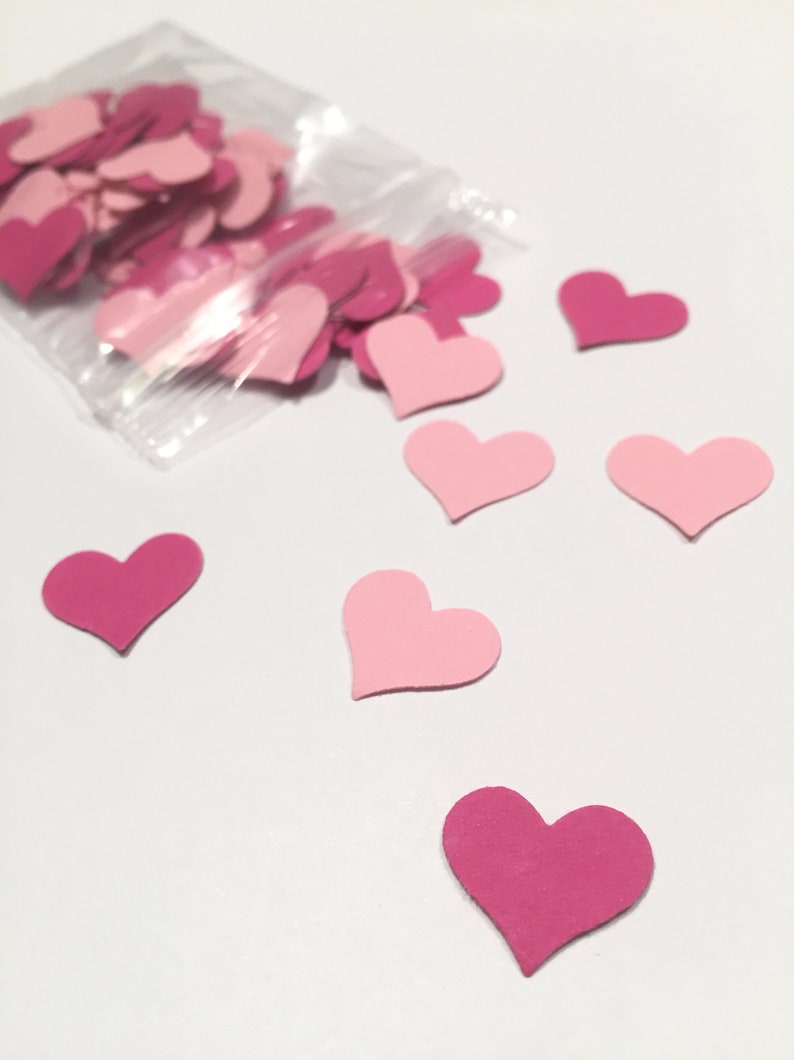 Confetti/Deco Confetti: 100 Pink Pink Hearts image 2