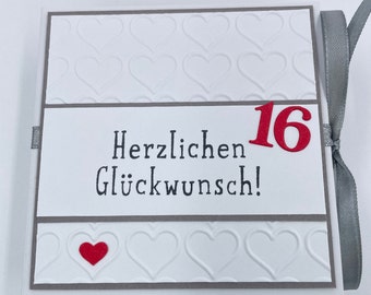 Geburtstagsbox, zum 16ten, Wunschbox, Wunscherfüller, zum Geburtstag, 16. Geburtstag, Geldgeschenk zum Geburtstag, Geburtstagskerze, 16, Box