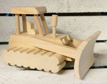 bulldozer en bois jouet écologique montessori, holzspielzeug