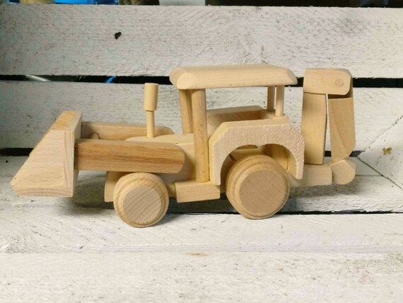 wooden excavator toy