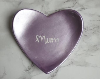 Metallic lilac 'Mum' handmade ring dish/trinket dish - Mother's Day