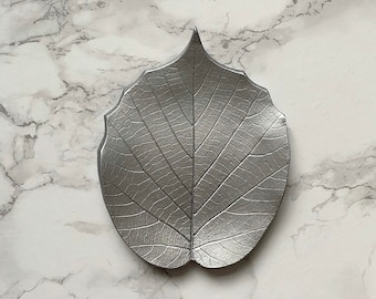 Handmade silver clay leaf ring dish/trinket dish