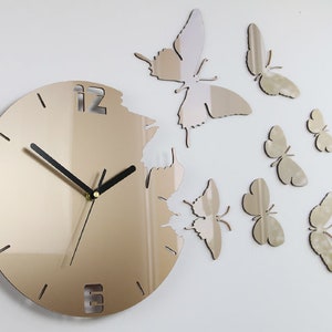 CLOCK BUTTERFLY 24 COLORS Wall Clock image 2