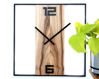 Wall clock Metal - Wooden 100% walnut Arabic