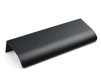 Black Matte Aluminum Edge Pull Handle 12.8cm (5.04") / 15cm (5.9") – Modern Furniture Handle for Cabinets & Drawers - 1 piece