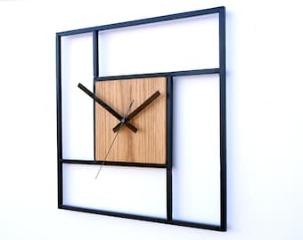 Wall clock Metal - Wooden Steve