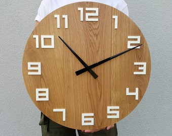 Wanduhr -  Wanddeko Moderne Holztakt  EICHE 50 CM