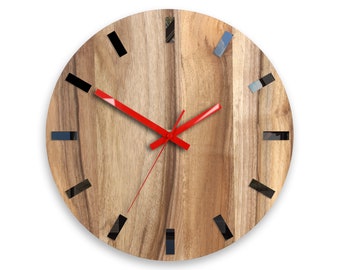 Wall clock - Wooden 100% walnut Simple Red ModernClock