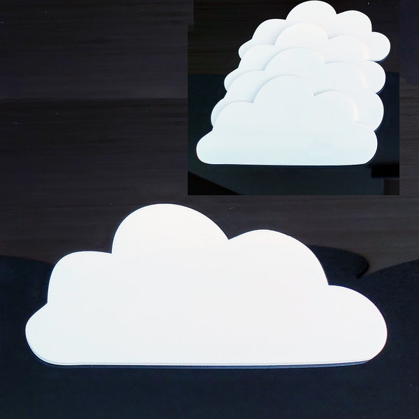 3 x Acrylic cloud shape 5.91"x 3.15" , wall decoration, children room with tape set 3pcs, big clouds