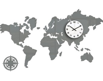 Big wall clock world 120 x 70cm / 47,24" x 27,6