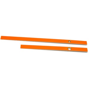 May include: Two orange metal strips with holes in them. The strips are about 12 inches long and 1/2 inch wide.
