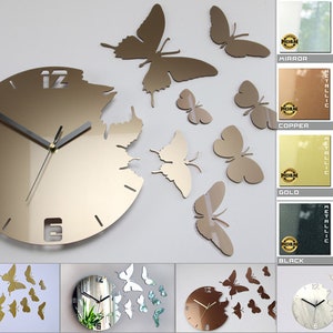 CLOCK BUTTERFLY 24 COLORS Wall Clock image 1