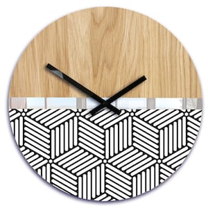 Wooden wall clock with print