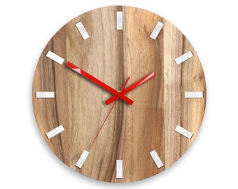 33cm- 12.99" Walnut Clock-wood clock- farmhouse clock- loft clock- modern walnut clock- walnut art