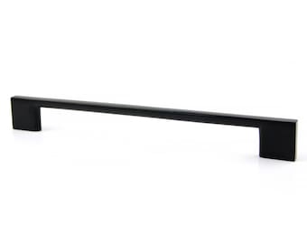 Black Cabinet Handle 224mm (8.82") Matte | Modern Drawer Pull | Kitchen Cabinet Hardware | Long Minimalist Loft Handle