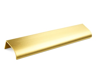 Modern Brushed Gold Edge Pull Handle | Cabinet & Drawer Handle 16/20 cm (6.30/7.87 in) - 1 piece