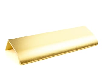 Modern Brushed Gold Edge Pull Handle Minimalist Luxury Hardware 12.8cm (5.04") / 15cm (5.9") – 1 piece