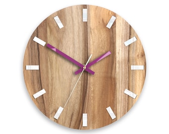 Wall clock - Wooden 100% walnut Simple Violet ModernClock