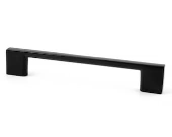 Black Cabinet Handle 128mm (5.04") Matte | Modern Drawer Pull | Kitchen Cabinet Hardware | Minimalist Loft Industrial Handle