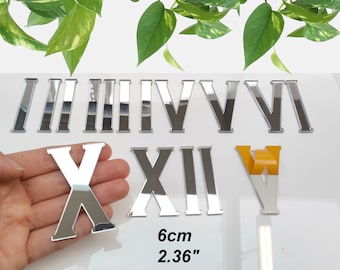 12x  Self-Adhesive Roman Numerals , Clock numbers, Craft , all size, , Acrylic Numbers, Resin Clock, double sided tape