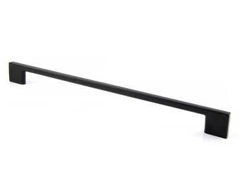 Black Cabinet Handle 256mm (10.08") Matte | Modern Drawer Pull | Kitchen Cabinet Hardware | Long Minimalist Loft Handle