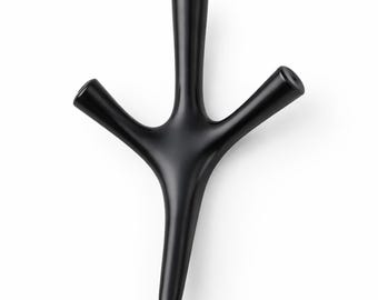 BRANCO Black Wall Hook – Modern 3 Arm Coat Hook, Minimalist Metal Wall Hanger, Invisible Mount, Entryway Bathroom Hook