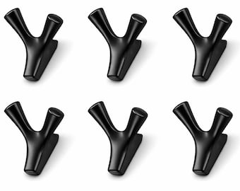 CUBO Black Wall Hooks Set of 6 – Modern Metal Coat Hooks, Minimalist Wall Hangers, Heavy Duty 10kg Hooks for Home & Office