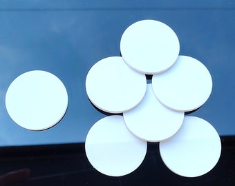 Disque en plastique blanc, cercles acryliques découpés au laser, toutes tailles : 4"-10,16 cm épaisseur 3 mm 50pcs