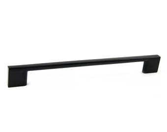 Black Cabinet Handle 192mm (7.56") Matte | Modern Drawer Pull | Kitchen Cabinet Hardware | Long Minimalist Loft Handle