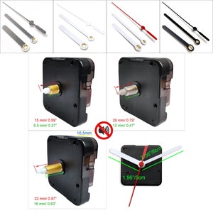 Silent quartz movement - for DIY, wall clock - without ticking - Young-Town shaft + short hands 2.16&quot;/6cm short tips