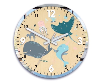 Wanduhr Meerestiere 30cm x 30cm / 11,81 "x 11,81"