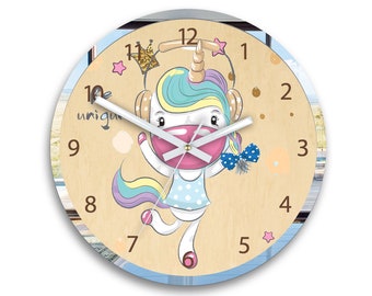 Wall clock  Pony 30cm - 11.81"  dancing pony , kids wall clock, Baby Girl Nursery, Room Decor with silver mirror frame