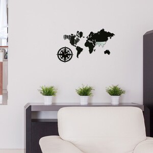 Clock WORLD BLACK Wall Clock 77cm x 45cm 30,31 x 17,71 画像 2