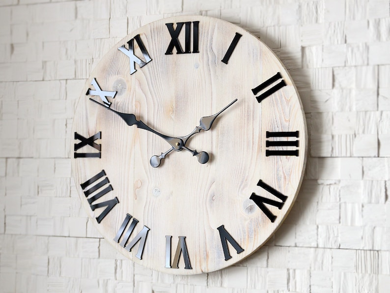 Large wall clock, 19 inch, M3, Rustic wall clock, image 1