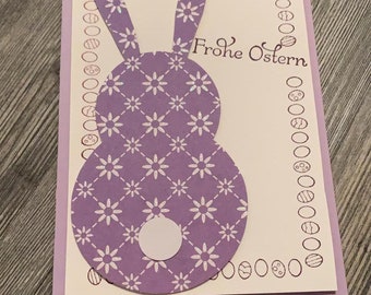 Karte Ostern "Frohe Ostern - Hase lila"