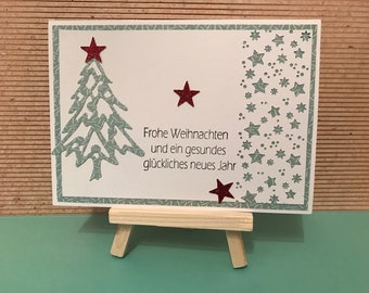 Christmas card - "Christmas tree" red-turquoise