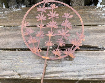 Bornhöft Gartenstecker Blume – 2er Set, Metall Rost-Optik, Für Beet & Topf