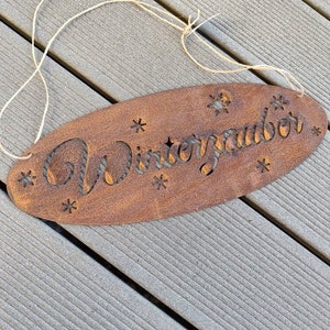 Winterzauber, Schild aus Edelrost, Schriftzug, Deko für zu Hause, Weihnachtsdeko, rostig, Rost, rostige Gartendeko, Geschenk, Weihnachten Bild 6