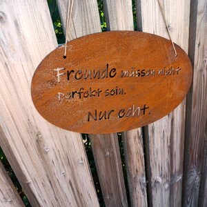 Los amigos no tienen que ser perfectos... Letrero de metal oxidado, letras, decoración oxidada, decoración del hogar, decoración del jardín, óxido imagen 4