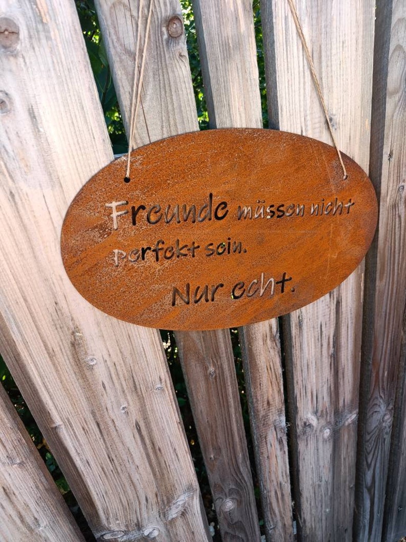 Los amigos no tienen que ser perfectos... Letrero de metal oxidado, letras, decoración oxidada, decoración del hogar, decoración del jardín, óxido imagen 4