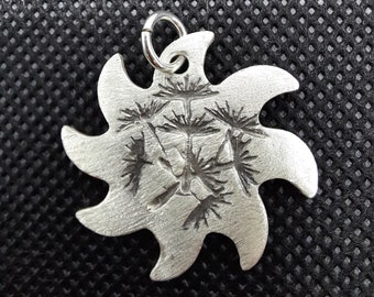 Pendentif Argent Soleil avec Pissenlits, 999 Argent