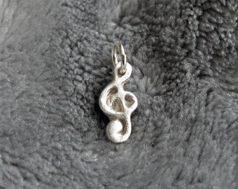 Pendant music key from 999 silver, gift for music lover