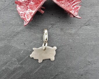 Silber-Anhänger Charm Schweinchen Glücksbringer aus 999 Silber