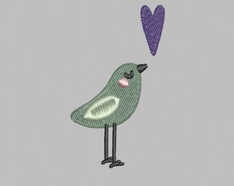 Stickdatei Vogel mit Herz, 4 Größen, direkter Download