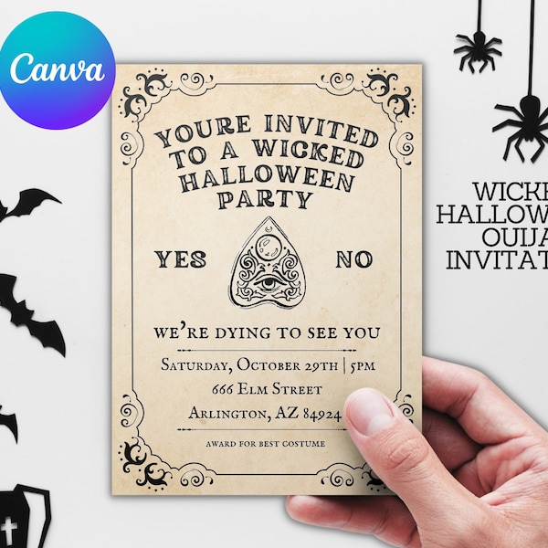 Wicked Halloween Party Invitation | Ouiji Halloween Party | Canva Edit