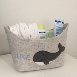 Felt basket whale and desired name *Personalized gift*Gift for baptism*Gift for birth