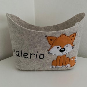 Cesto de feltro com raposa e nome desejado *Presente personalizado*Presente de nascimento*Presente de batizado*