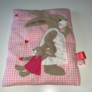 Cuscino di grano con coniglio applicato * regalo personalizzato rosa * regalo per la nascita * regalo per il cuscino di calore battesimo
