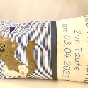 Gepersonaliseerd kussen met leeuw en wimpel ketting jongens 40 x25 cm * naamkussen * cadeau voor de geboorte * cadeau voor de doop